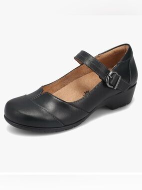 Taos Balance Black Mary Jane Flats with Velcro Buckle Strap